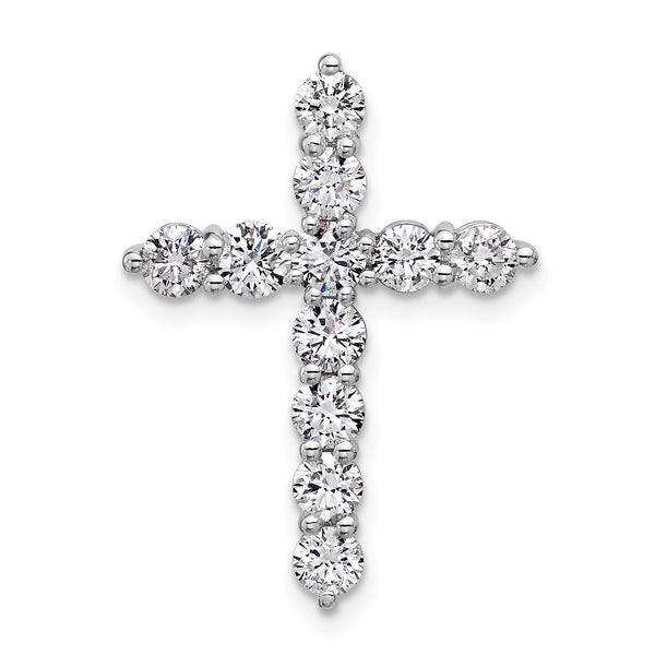 14k White Gold 1 1/2 carat Lab Grown Diamond VS+ F+ Complete Cross Chain Slide Pendant - Birthstone Company