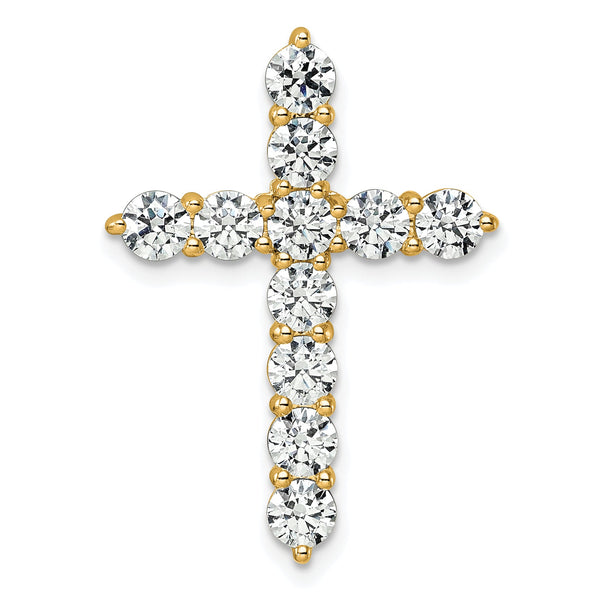 14k 3 carat Lab Grown Diamond VS/SI+ G+ Complete Cross Chain Slide Pendant