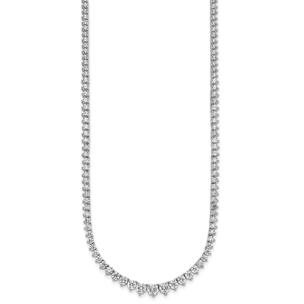 14k White Gold 11 5/8 carat Lab Grown Diamond VS/SI+ G+ Complete Round 20 inch Graduated Tennis Necklace - Birthstone Company