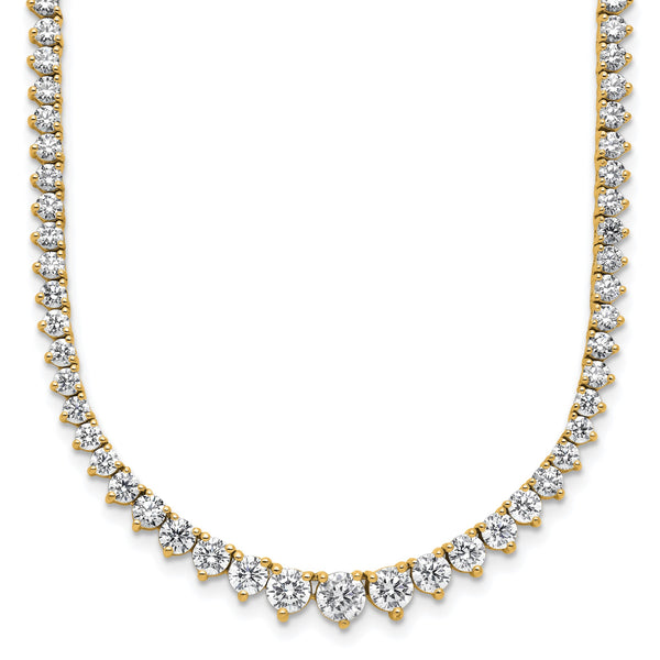 14k 11 5/8 carat Lab Grown Diamond VS+ F+ Complete Round 20 inch Graduated Tennis Necklace - Birthstone Company
