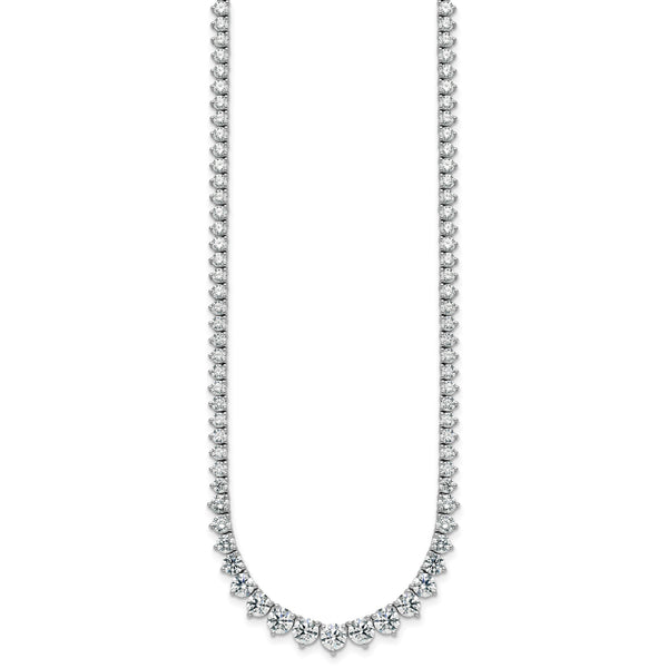 14k White Gold 11 5/8 carat Lab Grown Diamond VS/SI+ G+ Complete Round 20 inch Graduated Tennis Necklace - Birthstone Company
