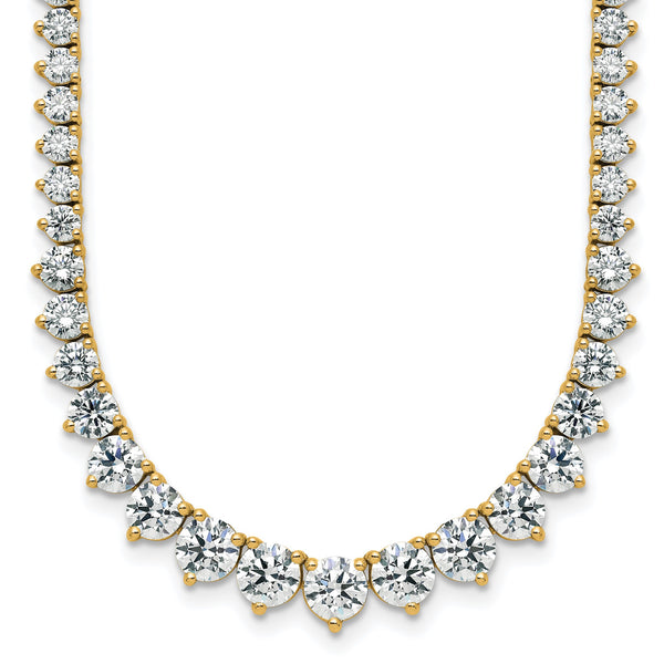 14k 11 5/8 carat Lab Grown Diamond VS+ F+ Complete Round 20 inch Graduated Tennis Necklace - Birthstone Company