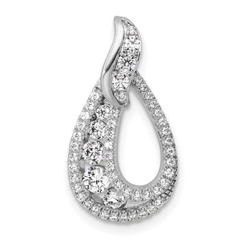 14K White Gold Polished 5/8 carat Diamond Teardrop Chain Slide