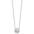 14K White Gold Polished 1/6 carat Diamond Circle with Waves 18 inch Necklace - Birthstone Company