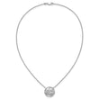 14K White Gold Polished 1/6 carat Diamond Circle with Waves 18 inch Necklace - Birthstone Company