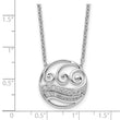 14K White Gold Polished 1/6 carat Diamond Circle with Waves 18 inch Necklace - Birthstone Company