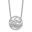 14K White Gold Polished 1/6 carat Diamond Circle with Waves 18 inch Necklace - Birthstone Company