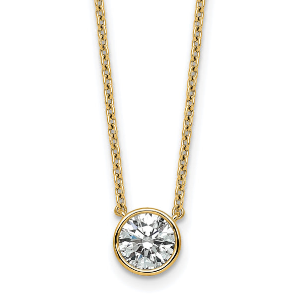 14k 1ct Certified Lab Grown Diamond VS+ F+ Bezel Set Pendant - Birthstone Company