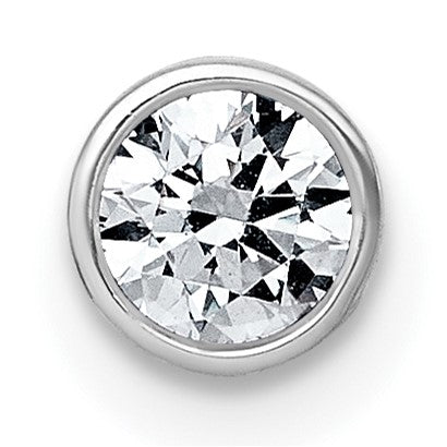 14k White Gold 1/3 carat Lab Grown Diamond VS+ F+ Round Complete Bezel Set Chain Slide Pendant - Birthstone Company