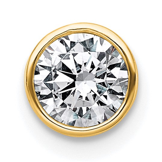 14k 3/8 carat Lab Grown Diamond VS+ F+ Round Complete Bezel Set Chain Slide Pendant - Birthstone Company