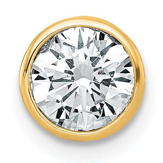 14k 1 carat Lab Grown Diamond VS+ F+ Round Complete Bezel Set Chain Slide Pendant - Birthstone Company