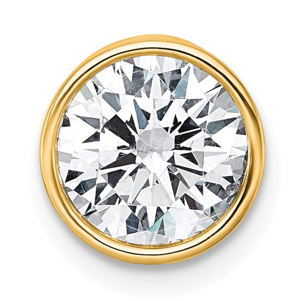 14k 2 carat Certified Grown Diamond VS+ F+ Round Complete Bezel Set Chain Slide Pendant - Birthstone Company