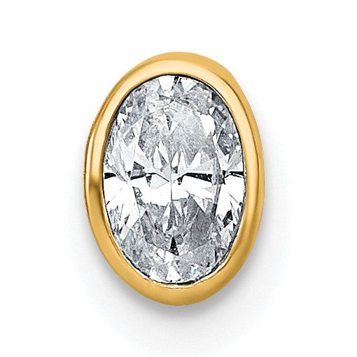 14k 1/3 carat Lab Grown Diamond VS+ F+ Oval Complete Bezel Set Chain Slide Pendant - Birthstone Company