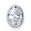14k White Gold 1/2 carat Lab Grown Diamond VS+ F+ Oval Complete Bezel Set Chain Slide Pendant - Birthstone Company