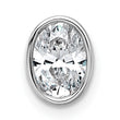 14k White Gold 3/4 carat Lab Grown Diamond VS+ F+ Oval Complete Bezel Set Chain Slide Pendant - Birthstone Company