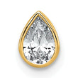 14k 1/3 carat Lab Grown Diamond VS+ F+ Pear Complete Bezel Set Solitaire Chain Slide Pendant - Birthstone Company