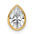 14k 1 1/2 carat Lab Grown Diamond VS+ F+ Pear Complete Bezel Set Solitaire Chain Slide Pendant - Birthstone Company