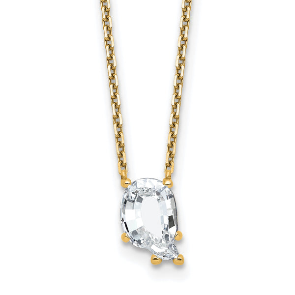 14k 2 1/4 carat Lab Grown Diamond VS+ F+ Complete Letter Q Single Stone 18 inch Initial Necklace