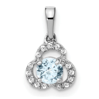 10k White Gold Aquamarine and Diamond Pendant