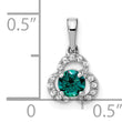 10k White Gold Created Alexandrite and Diamond Pendant