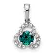 10k White Gold Created Alexandrite and Diamond Pendant