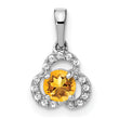 10k White Gold Citrine and Diamond Pendant