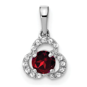 10k White Gold Garnet and Diamond Pendant