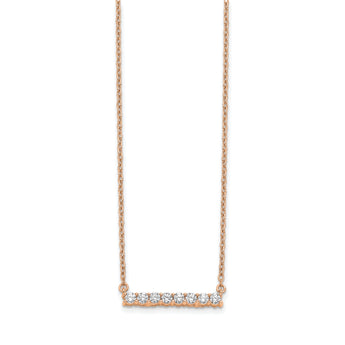 14K Rose Gold Lab Grown Diamond Bar 18 inch Necklace