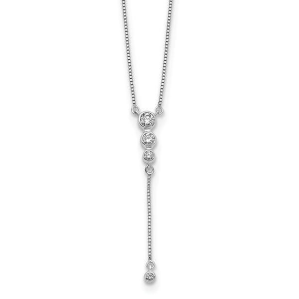 14k White Gold 1/4 carat Lab Grown Diamond VS/SI+ G+ 17.5 inch Dangle Necklace - Birthstone Company