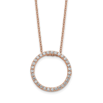 14k Rose Gold 1/2 carat Lab Grown Diamond VS/SI+ G+ 18 inch Round Pendant Necklace - Birthstone Company
