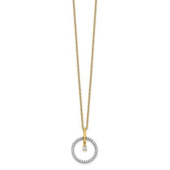 14K Two-Tone Lab Grown Diamond Circle 18 inch Necklace