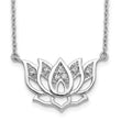 14K White Gold Lab Grown Diamond Lotus Flower 18 inch Necklace