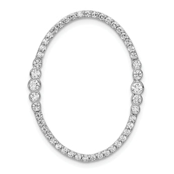 14K White Gold Lab Grown Diamond Oval Chain Slide Pendant