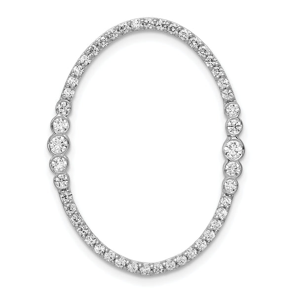 14K White Gold Lab Grown Diamond Oval Chain Slide Pendant