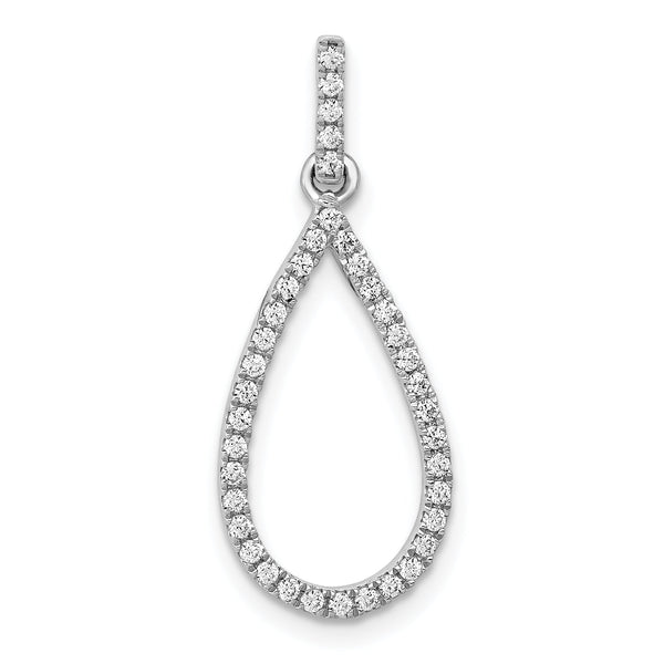14K White Gold Lab Grown Diamond Teardrop Pendant