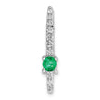 14K White Gold Lab Grown Diamond and Created Emerald Chain Slide