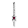 14K White Gold Lab Grown Diamond and Created Ruby Fancy Chain Slide