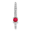 14K White Gold Lab Grown Diamond and Created Ruby Fancy Chain Slide