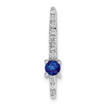 14K White Gold Lab Grown Diamond and Created Blue Sapphire Chain Slide
