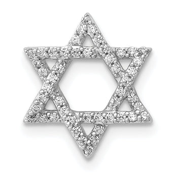 14k White Gold 1/5ct. Diamond Star of David Chain Slide