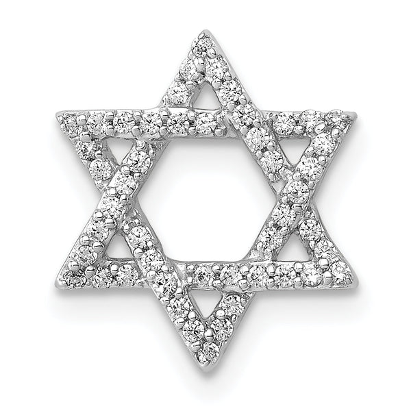 14k White Gold 1/5ct. Diamond Star of David Chain Slide