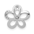 14k White Gold 1/20ct. Diamond Round Petal Flower Chain Slide