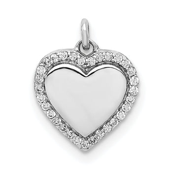 14k White Gold 1/10ct. Diamond Fancy Polished Heart Pendant