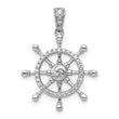 14k White Gold 1/6ct. Diamond Ship Wheel Pendant