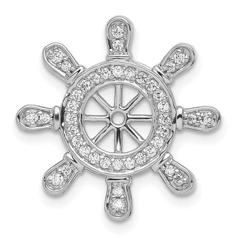14k White Gold 1/4ct. Diamond Ship Wheel Pendant