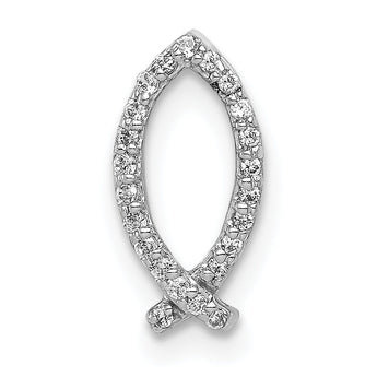 14k White Gold 1/15ct. Diamond Ichthus Chain Slide