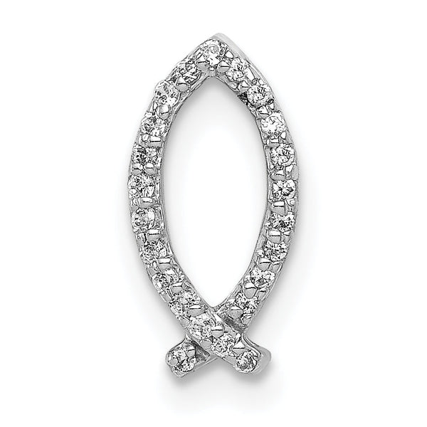 14k White Gold 1/15ct. Diamond Ichthus Chain Slide