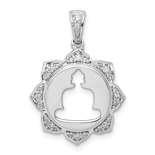 14k White Gold Diamond Buddha Pendant