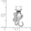 14k White Gold White and Black Accent Diamond Cats Chain Slide