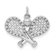 14k White Gold Diamond Rackets and Ball Pendant